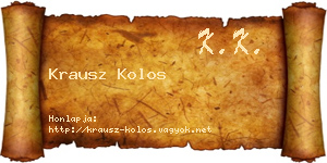Krausz Kolos névjegykártya